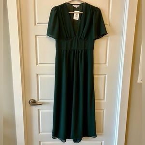 NWT- Park & Fifth hunter green chiffon “Adelaide” midi dress- size medium